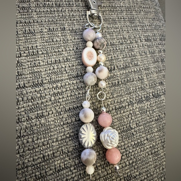 Elegant Pink Beaded Keychain/Bag Charm - Picture 2 of 2